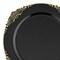 Black with Gold Fancy Round Disposable Plastic Dinner Plates - 10.25" (120 Plates)